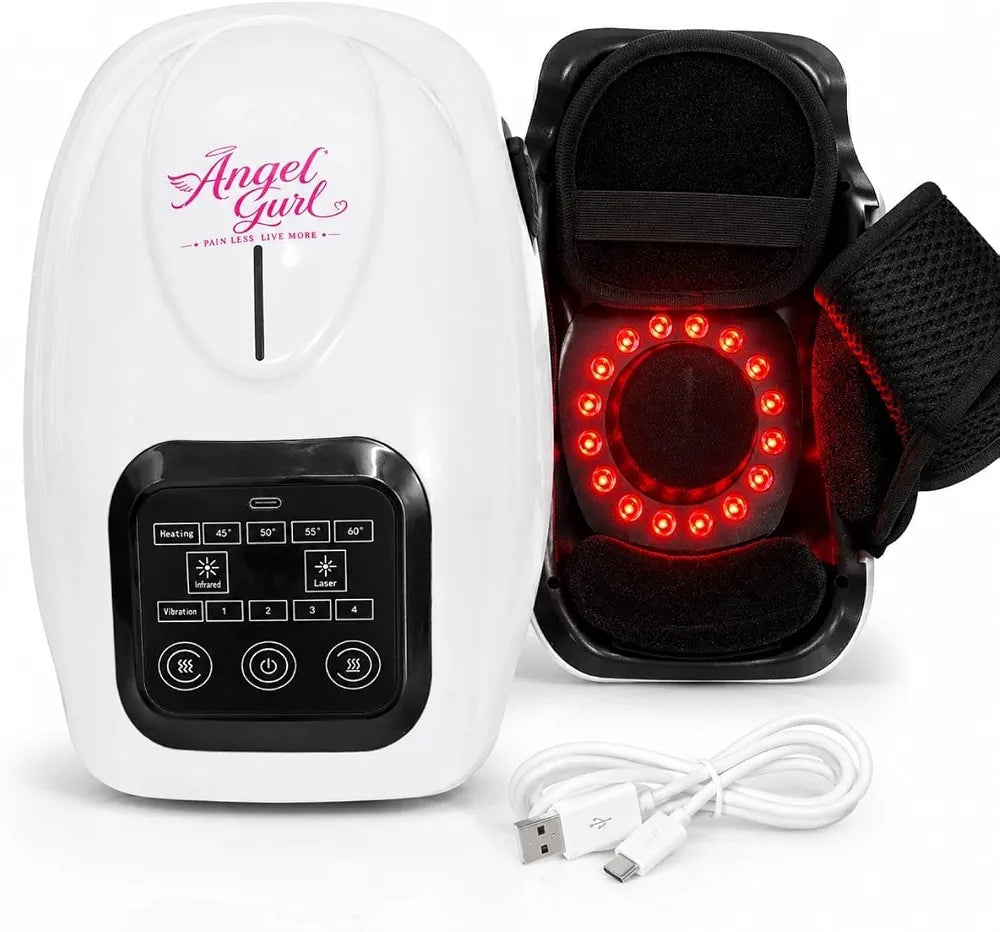 Advanced Knee Massager with Red Light Therapy, 3 Heating Levels, 5 Vibration Modes, and Adjustable Strap for Joint Pain Relief
