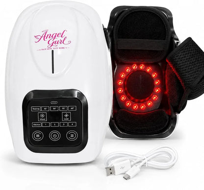 Advanced Knee Massager with Red Light Therapy, 3 Heating Levels, 5 Vibration Modes, and Adjustable Strap for Joint Pain Relief