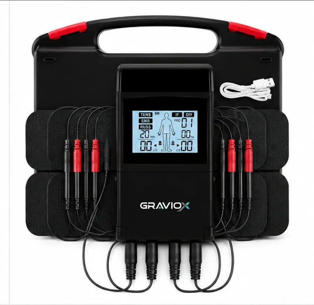 5-in-1 TENS, EMS, and RUSS 4-Channel Physiotherapy Electrotherapy Combo Device for Pain Relief and Muscle Recovery