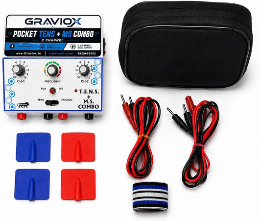 Pocket MS Tens Combo Machine | Tens Machine 2Ch with Mini Muscle Stimulator | Combo Machine For Physiotherapy 