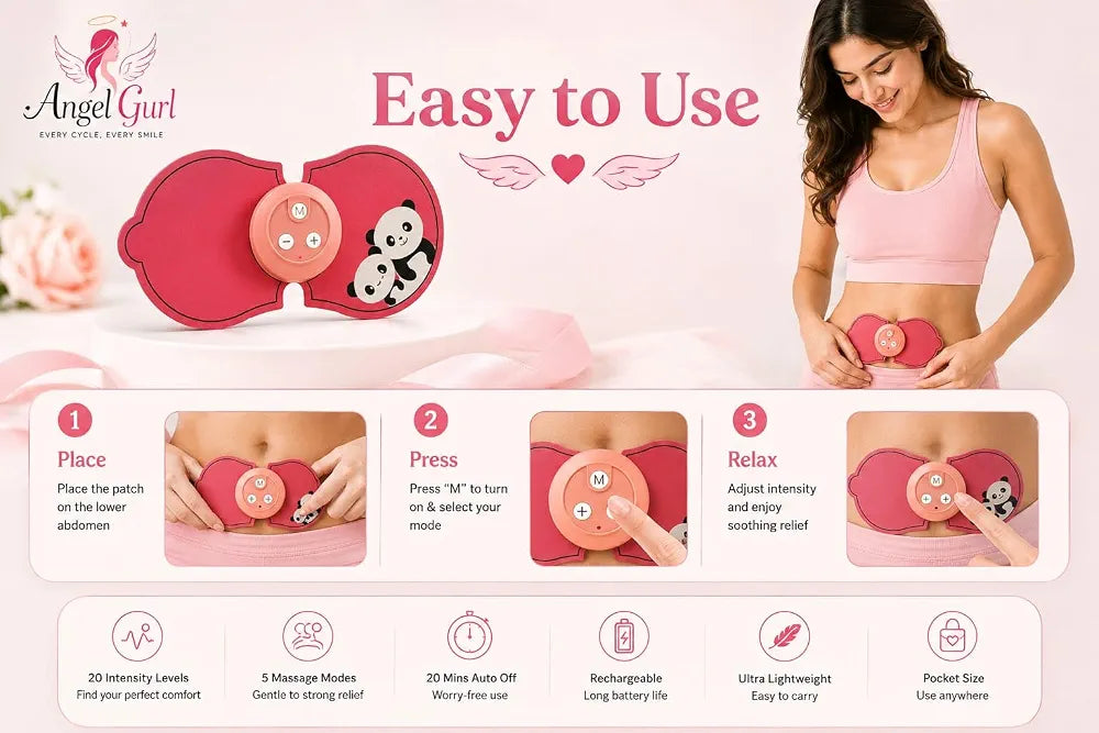 Advanced Wearable TENS Period Pain Relief Device - Rechargeable, Drug-Free, and Portable Menstrual Cramp Solution