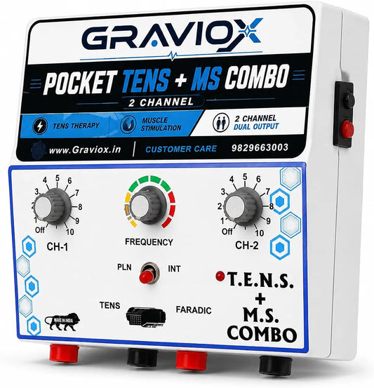 Pocket MS Tens Combo Machine | Tens Machine 2Ch with Mini Muscle Stimulator | Combo Machine For Physiotherapy 