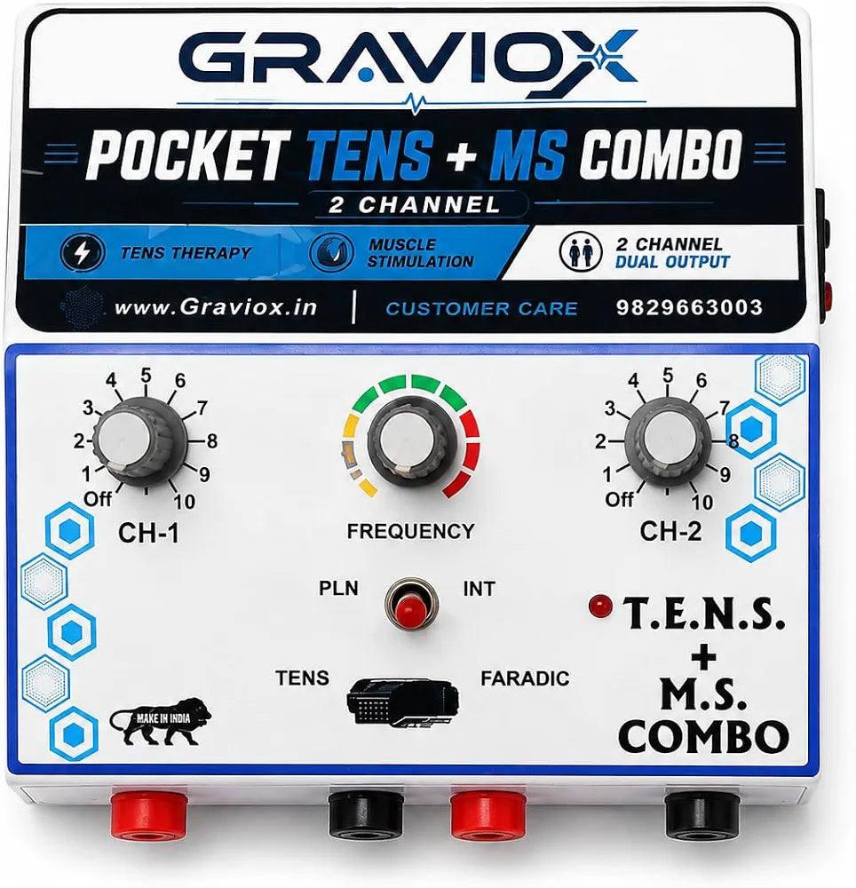 Pocket MS Tens Combo Machine | Tens Machine 2Ch with Mini Muscle Stimulator | Combo Machine For Physiotherapy 