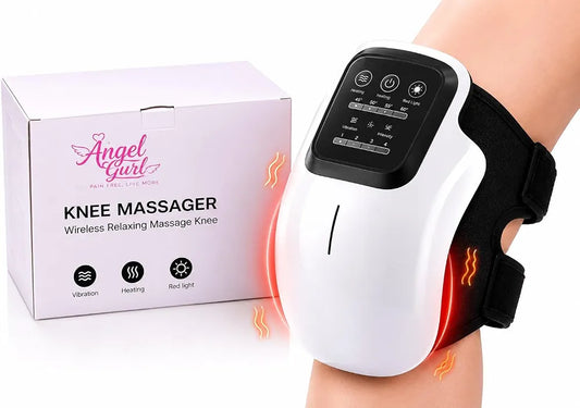 Advanced Knee Massager with Red Light Therapy, 3 Heating Levels, 5 Vibration Modes, and Adjustable Strap for Joint Pain Relief